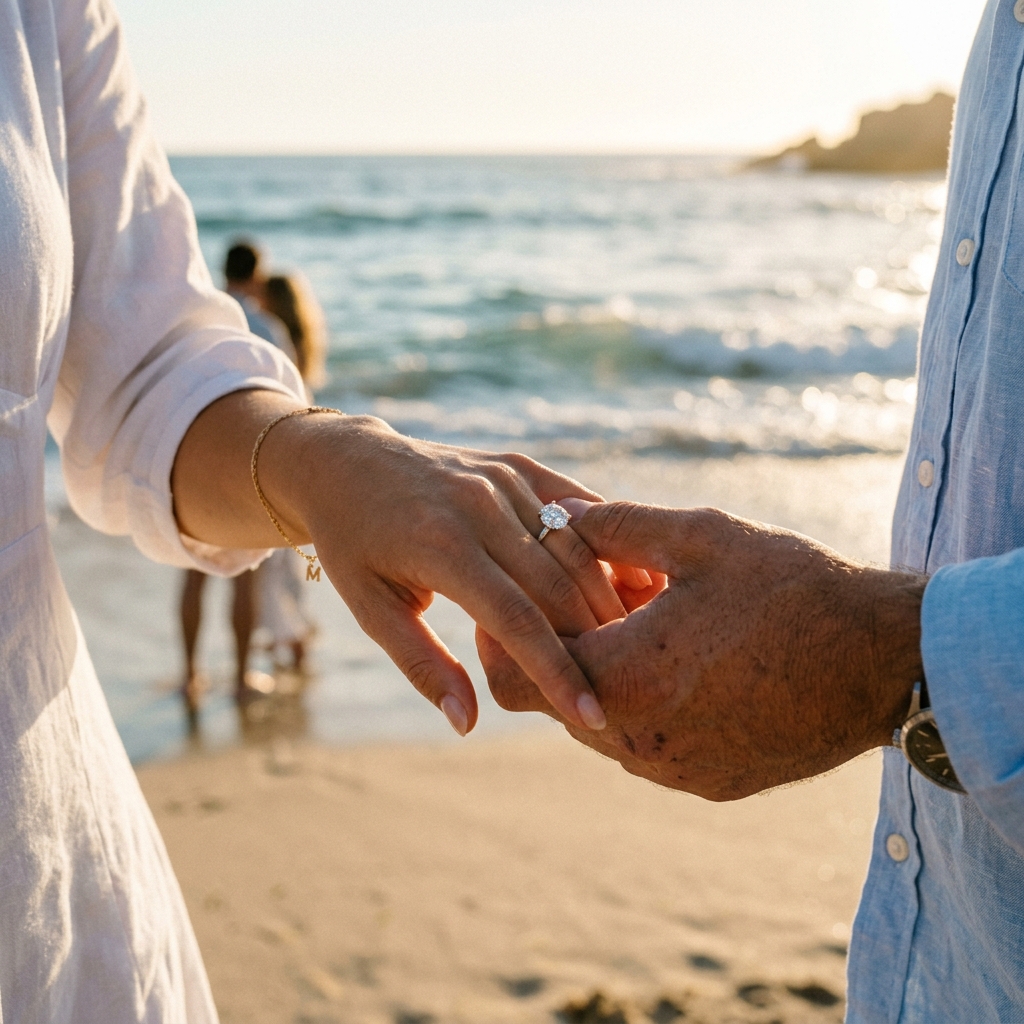 Romantic beach proposal